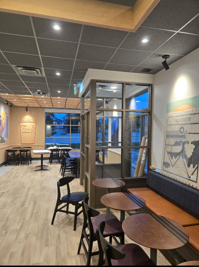 Tim Hortons glass entrance and dining area after ELR window cleaning
